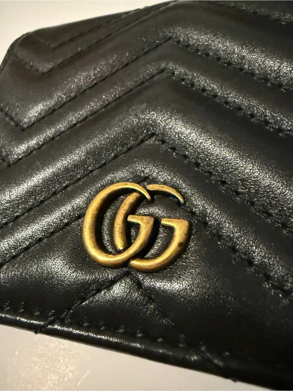 Gucci GG Marmont Matelassé Leather Card Case Wallet Black